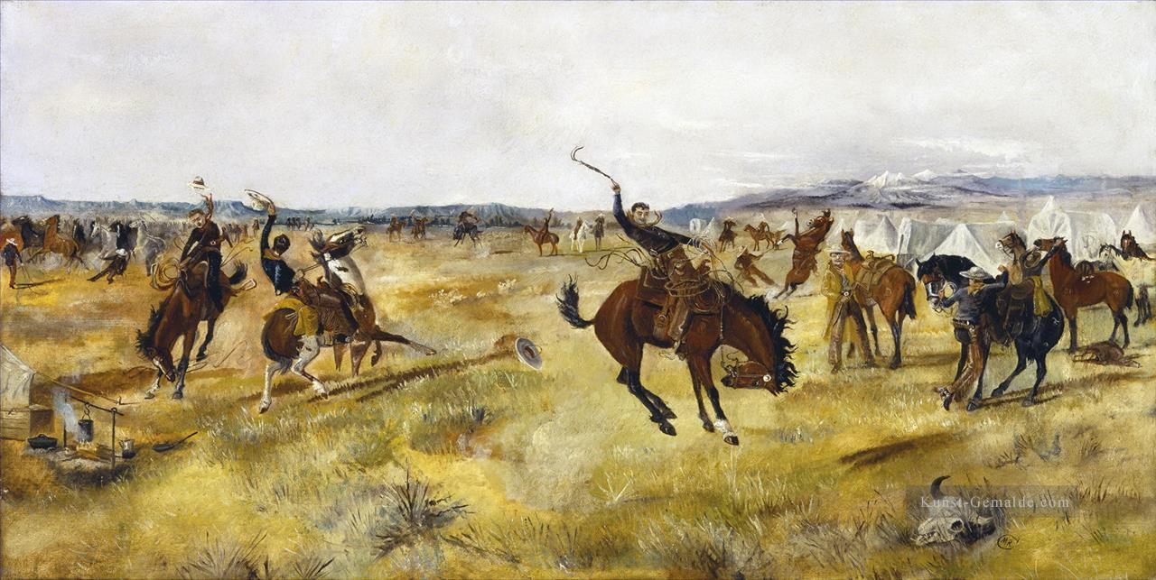 Cowboys und wilde Pferde Ölgemälde